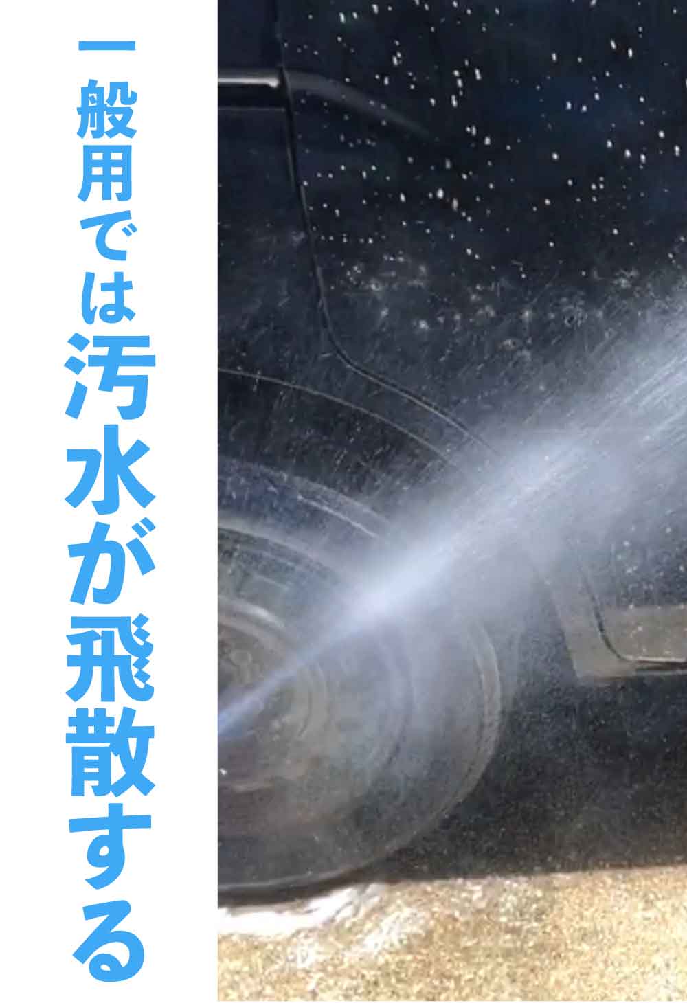 一般用の高圧洗浄機では汚水が飛散するが当社の特殊機械で解決します! 一般用の高圧洗浄機では汚水が飛散するが当社の特殊機械で解決します!